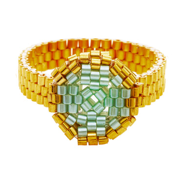 Anillo Diamantes 1 Redondo Dorado Ajustable Aqua